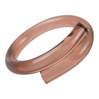 Copper Pink Lucite Coiled Bracelet Bangle For Sale