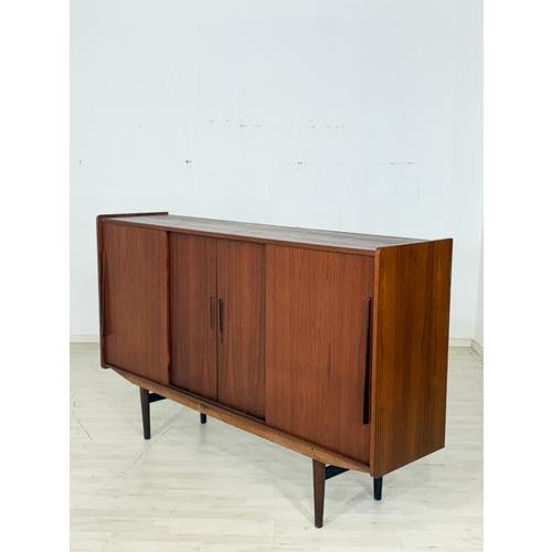 Brown Danish Highboard in Teak For Sale - Image 8 of 11
