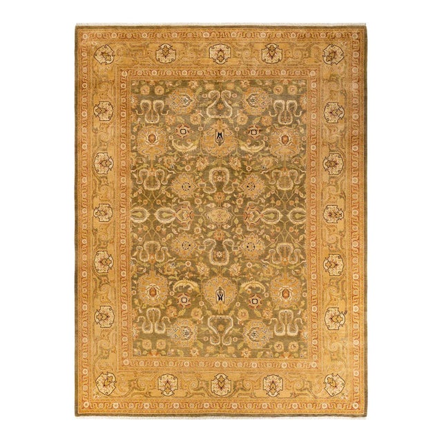 Green Eclectic, One-of-a-Kind Hand-Knotted Area Rug in Green, 9' 1" x 12' 2" For Sale - Image 8 of 8