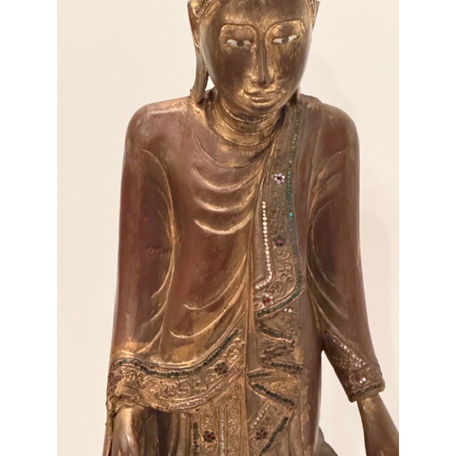 Carved Wood Buddha Statue For Sale - Image 4 of 16