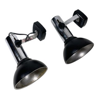 Pair of Vintage Italian Spot Light Sconces With Shades by Targetti Sankey. For Sale