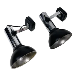 Pair of Vintage Italian Spot Light Sconces With Shades by Targetti Sankey.