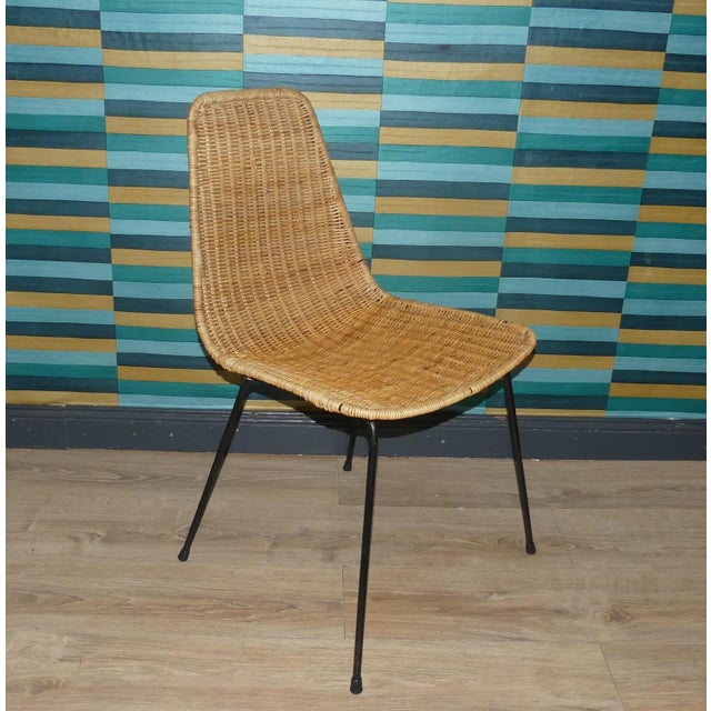 Mid-Century Modern Basket Chair in Rattan and Metal from Gian Franco Legler, 1950s For Sale - Image 3 of 10