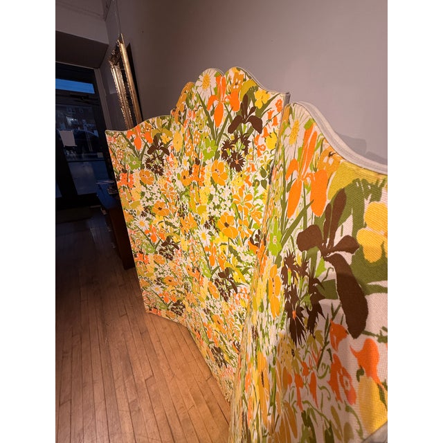 Add a pop of retro charm to your space with this three-panel room divider, upholstered in its original vibrant 1970s...