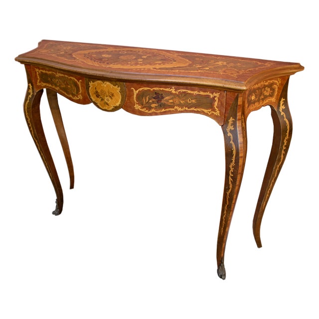 Mid-20th Century Baroque Lombard Console Table with Inlays, 1960s For Sale