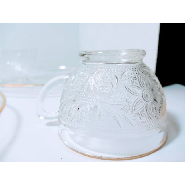 1960s Vintage Anchor Hocking Eight Piece Set Sandwich Clear Snack Plates & Cups For Sale - Image 5 of 8