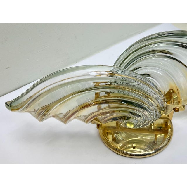 Large Italian Shell-Shaped Murano Glass Ceiling Lamp, 1970s For Sale - Image 10 of 18