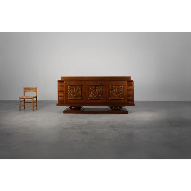 Art Deco French Oak Sideboard from Jacques Klein, 1925 For Sale - Image 3 of 18