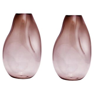 Supernova IV Silver Smoke Red L Vases by Eloa, Set of 2 For Sale