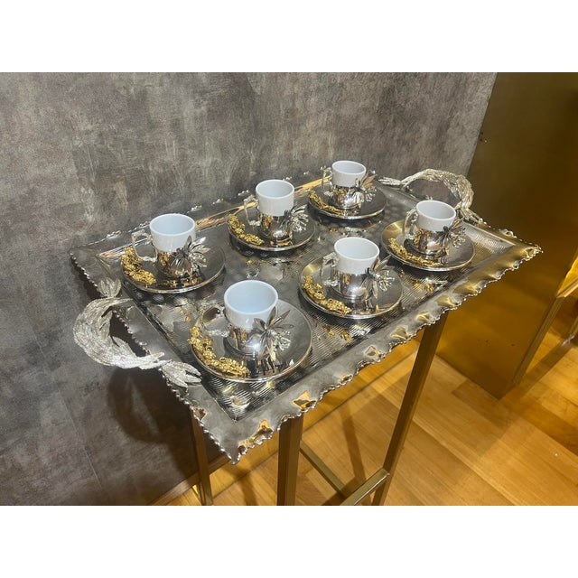 Large Floral Copper Tea Service, Set of 6 For Sale - Image 15 of 15