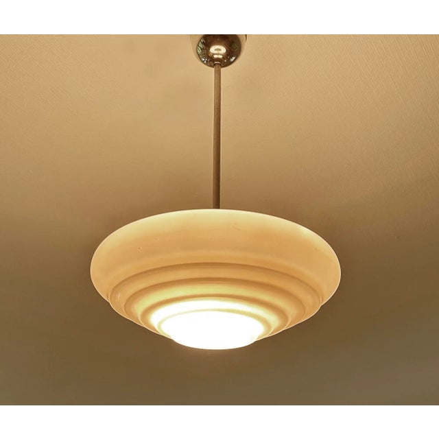 Modern Art Deco Pendant Light in Pink Glass, 1930s For Sale - Image 3 of 13