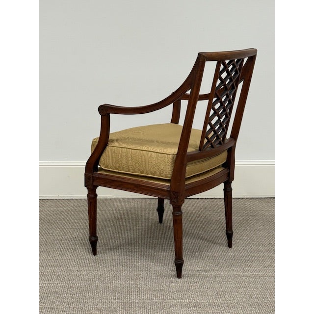 Late 18th Century Pair of Antique Regency Style Armchairs With Trellis Back For Sale - Image 5 of 8
