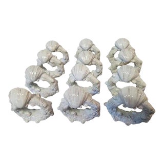 Set of 12 Vintage Ceramic Napkin Rings For Sale