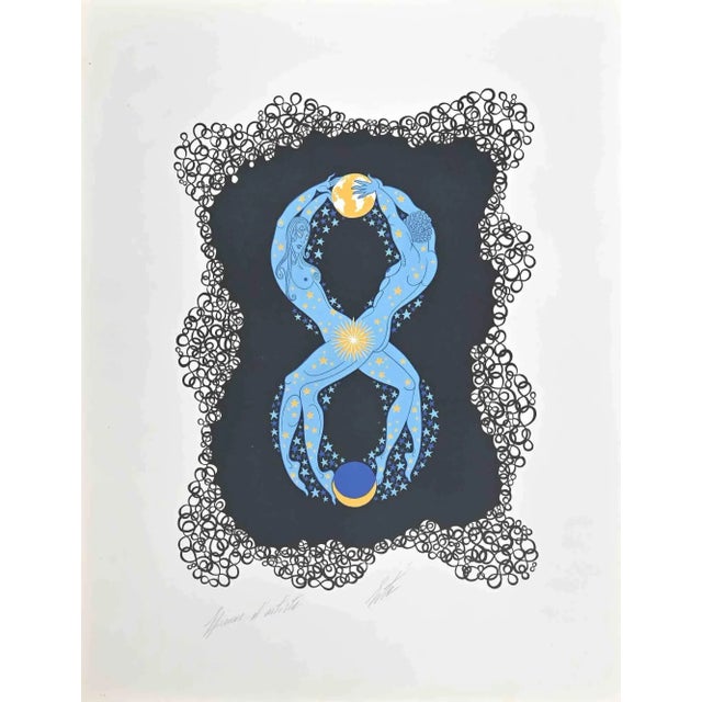 Modern Erté, Le 8, Lithograph, 1968 For Sale - Image 3 of 3