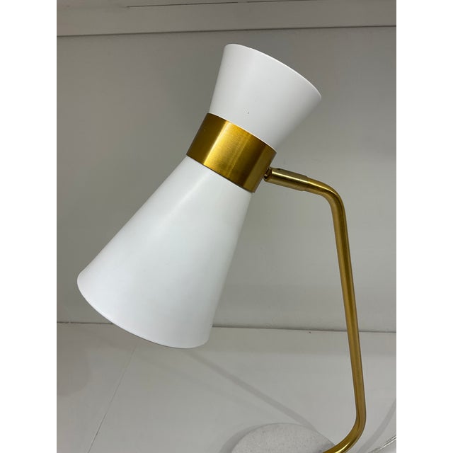 Mid-Century Modern Style White and Gold Desk Lamp For Sale - Image 4 of 4