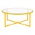 Vintage Canary Yellow & Glass Round Coffee Table — Minimalist Geometric Frame For Sale