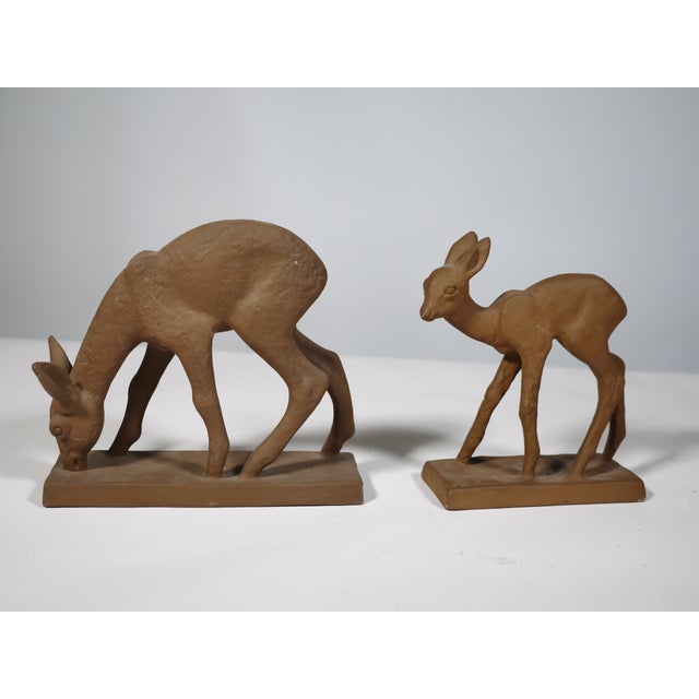 1950s Mid-Century Deer Sculptures in Terracotta by Else Bach for Karlsruhe Majolica, 1950s, Set of 2 For Sale - Image 5 of 10