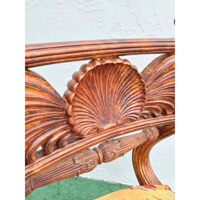 A very rare Maitland Smith artistic extremely curvy side chair. The chair features a beautiful solid wood frame with a...