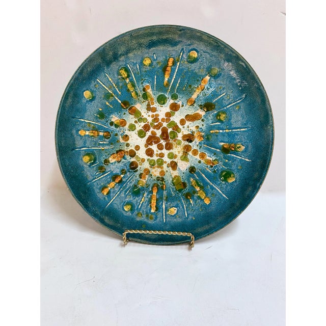 Large Mid-Century Enamel-On-Copper Charger For Sale In Los Angeles - Image 6 of 7