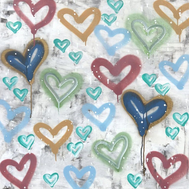 Soft Street Art Graffiti Painting Urban Hearts "Happiness Arises" Original Artwork by Amber Goldhammer For Sale - Image 9 of 9