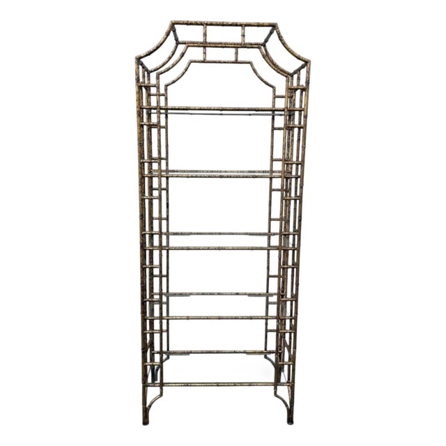 Hollywood Regency Faux Bamboo Etagere For Sale