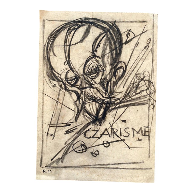 Gabriele Galantara, Czarisme, China Ink and Watercolor, 1910s For Sale