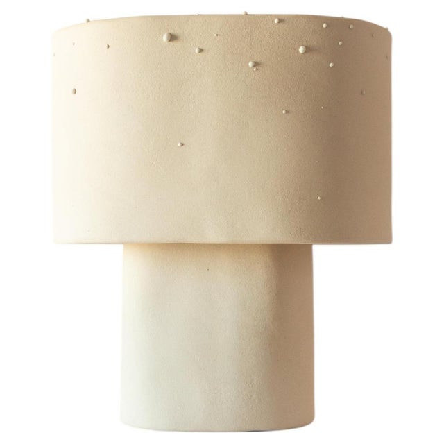 Beige Medium Table Lamp in Stoneware with Drops Effect Glaze by Lucas Huillet For Sale - Image 17 of 17