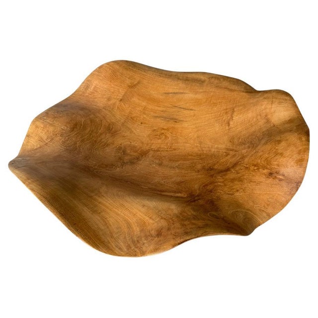 Large amorphous bowl or platter hand made from an impressive century old single piece of teak wood. Both usable and...