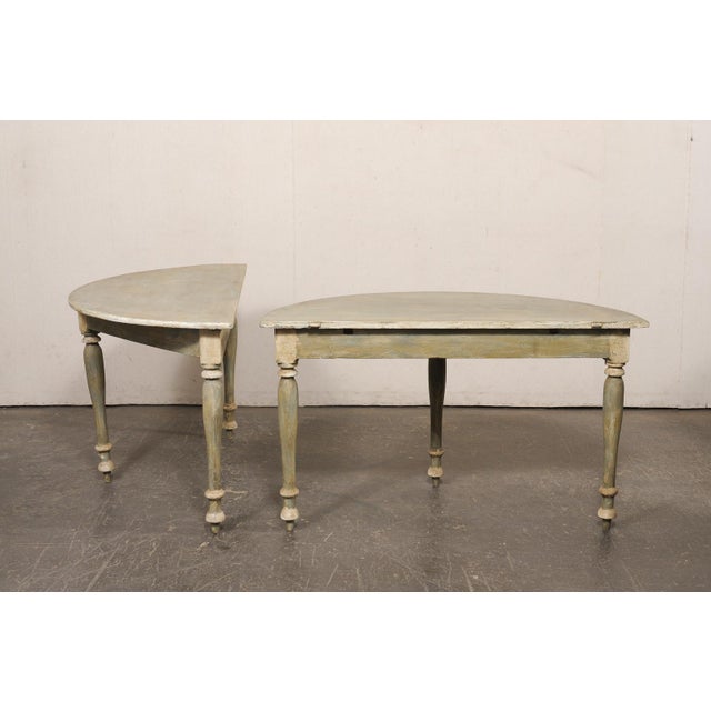 Swedish Antique Painted Demi-Lune Tables - A Pair For Sale In Atlanta - Image 6 of 13