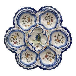 19th Century French Faience Breton Oyster Plate Malicorne