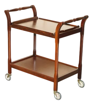 Mid-Century Modern Hardwood Trolley Table with Removable Tray, 1970s