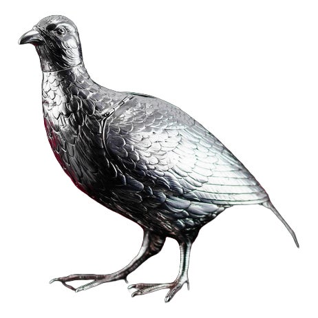 Large Antique Edwardian Silver Partridge Bird Box from Boaz Moses Landeck, 1910s For Sale