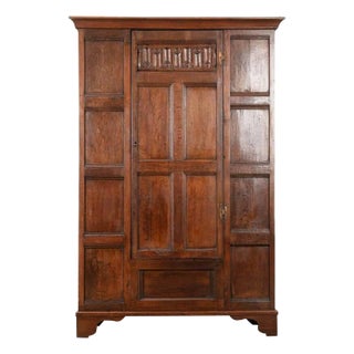 English 18th Century Oak Armoire Cabinet For Sale