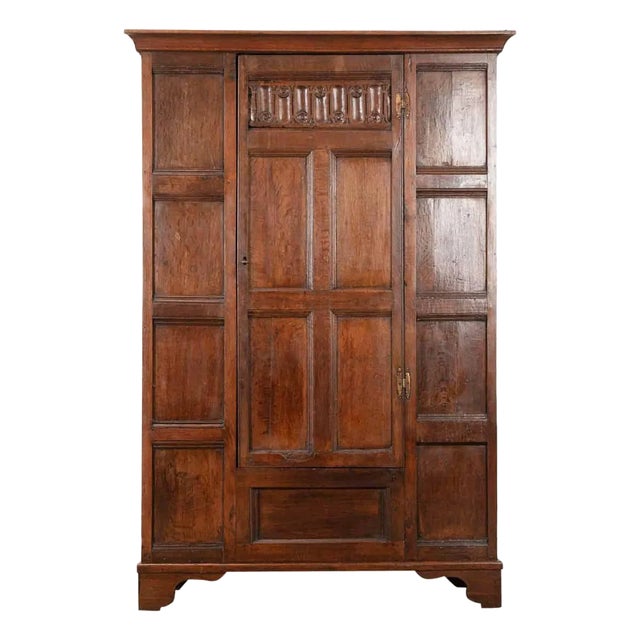 English 18th Century Oak Armoire Cabinet For Sale