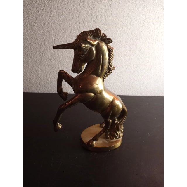 Metal 1970s Solid Brass Galloping Unicorn Sculpture For Sale - Image 7 of 9
