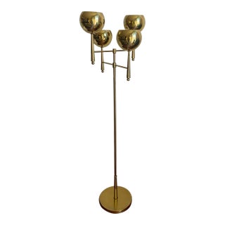 Mid Century Modern Brass Floor Lamp Manner of Paavo Tynell & Stilnovo For Sale