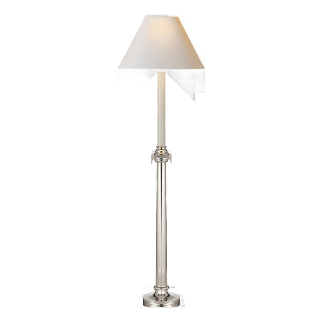 Chapman & Myers by Visual Comfort Signature Swedish Column Buffet Lamp in Polished Nickel with Natural Paper Shade For Sale