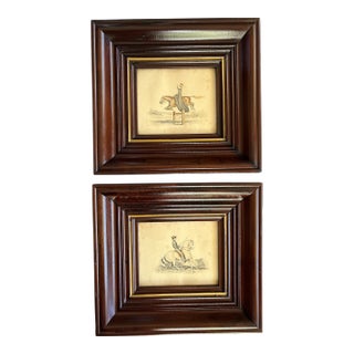 Framed Antique 1840s Horse and Rider Hand Colored Prints "Leap" and "Halt" by Paul Baruch - A Pair For Sale