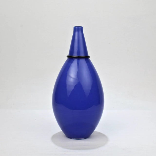 A very good Murano glass vase by Lino Tagliapietra and Marina Angelin with Effetre International for Oggetti. An opaque,...