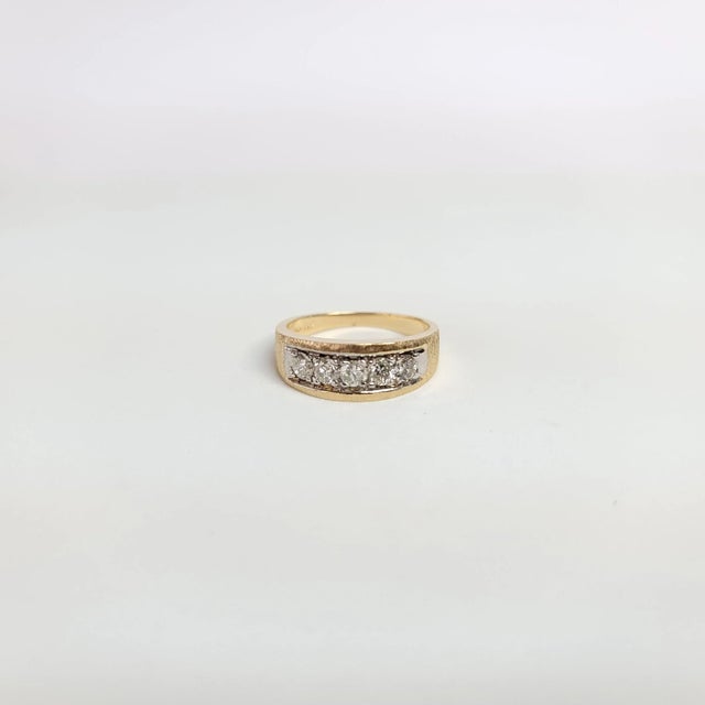 Contemporary Diamond Band with Brushed Satin Finish 1.00cttw 14k Two-Toned Gold, Size 9 For Sale - Image 3 of 5