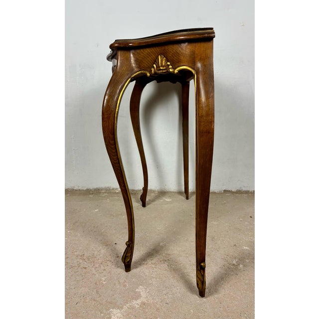 French Louis XV Style Walnut Console Table, 1930s For Sale - Image 10 of 11
