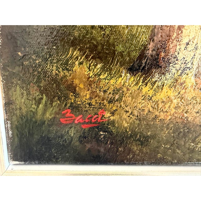 Traditional Late 20th Century Signed Bacci Forest Stream Landscape Original Oil Painting, Framed, 38"w X 20"h For Sale - Image 3 of 3
