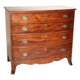 George III Mahogany Bow Front Chest of Drawers For Sale