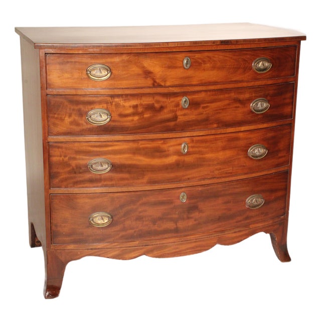 George III Mahogany Bow Front Chest of Drawers For Sale