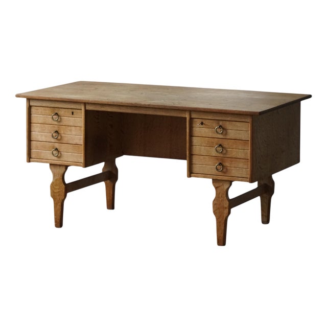 Mid-Century Modern Danish Freestanding Desk in Oak from Henning Kjærnulf, 1950s For Sale