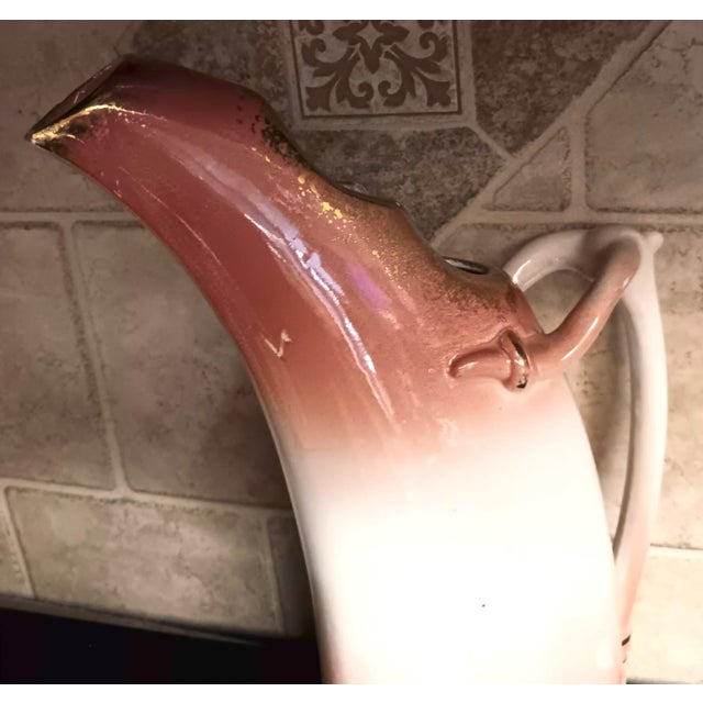 Antique Staffordshire Late Victorian Royal Fenton, Made in England. Soft Pink With Sponge Gilded Trim For Sale - Image 9 of 17
