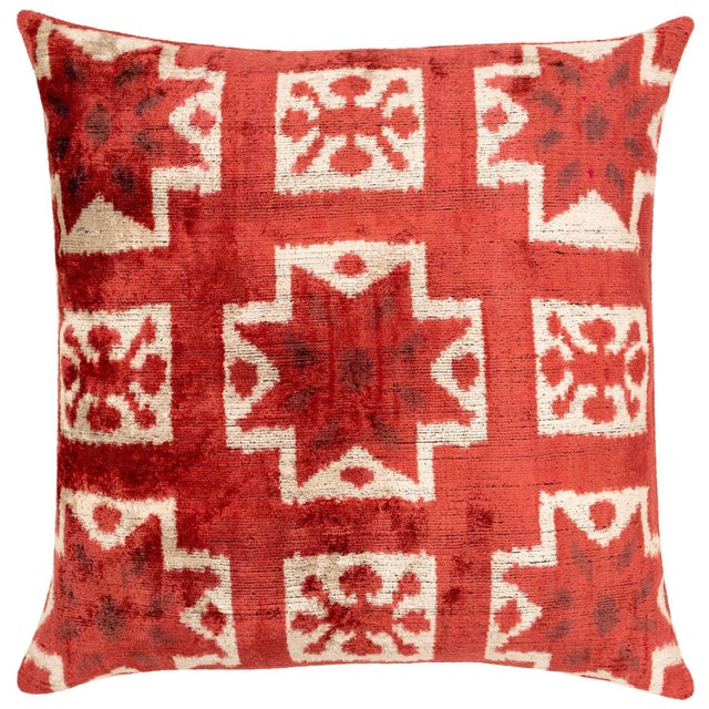 "Add a bold and elegant touch to your home decor with this handmade velvet throw pillow, featuring a striking red and...