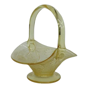 Tiara Sandwich Glass Yellow Mist Basket Candy Dish