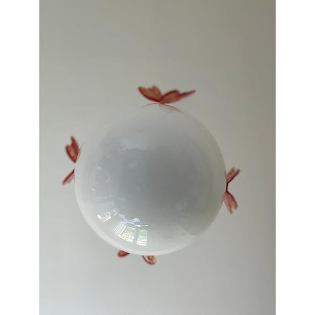 Red Glass Opalino Pendant with Red Butterfly by Simoeng For Sale - Image 8 of 9