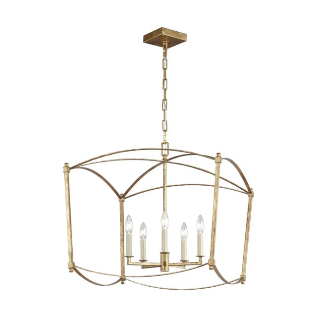 English Sean Lavin by Visual Comfort Studio Thayer Wide Lantern, Antique Gild For Sale - Image 3 of 3